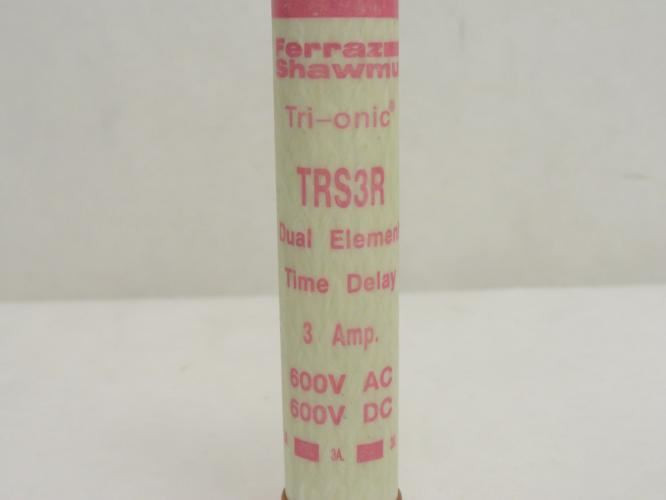 Ferraz TRS3R; Dual Element Time Delay Fuse; 3A; 600VAC/DC