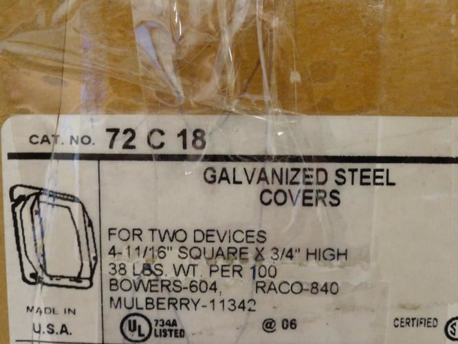 T&B 72-C-18; Lot-5; Square Box Device Covers 4-11/16" Sq