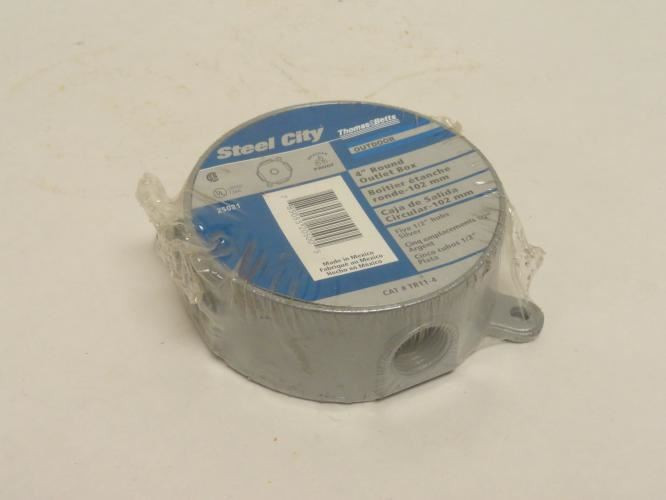 T&B TR11-4; Steel City Weatherproof Round Outlet Box; 4"