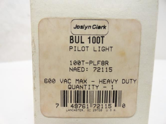 Joslyn Clark 100TPLF8R; Pilot Light BUL 100T; Red; 24VAC