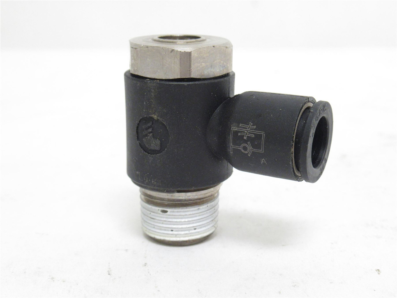 Legris 7015 60 18; Flow Control Valve; 90Deg 3/8"PTC x 3/8NPT