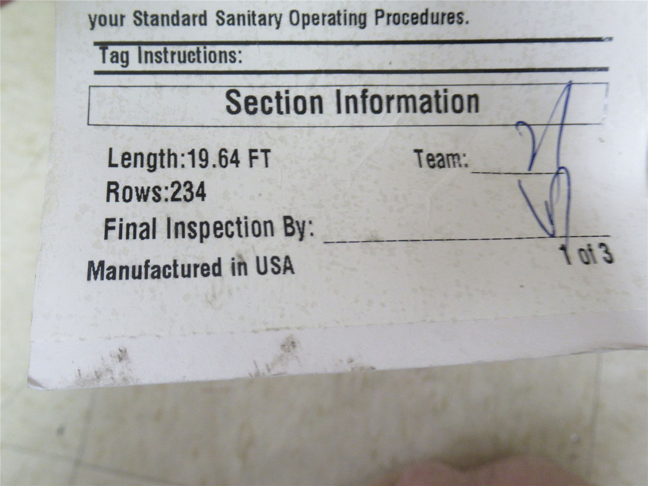 Intralox 54727253; Conveyor Belt S2400; 12" Wide; 19.6' Long