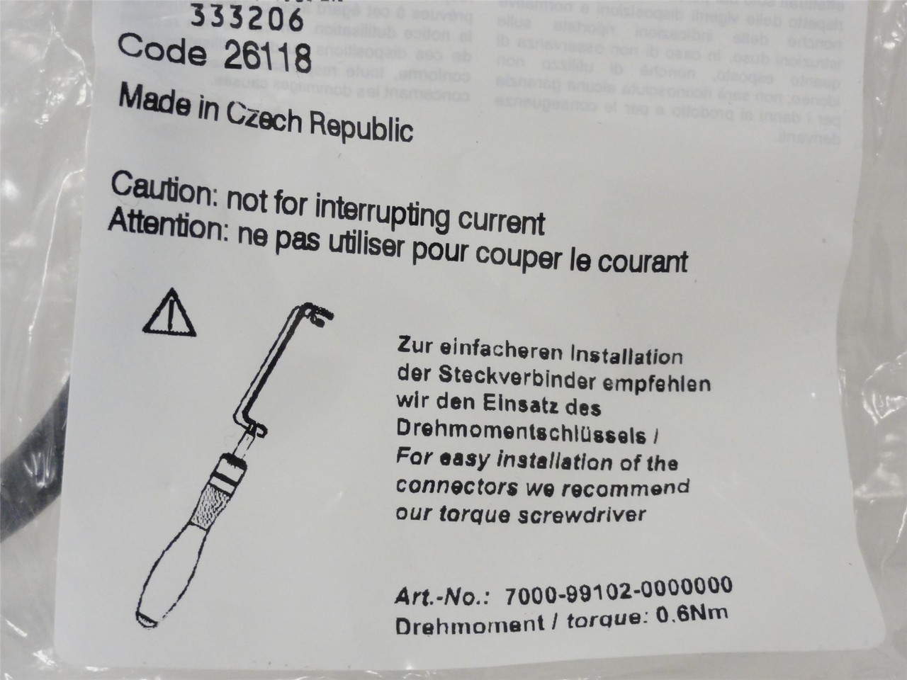 Murr 333206; Connector Assembly; MSTL3-A-W616_0.3