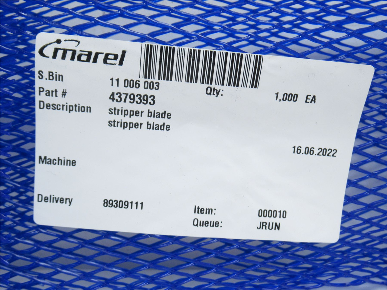Marel 4379393; Stainless Steel Stripper Blade