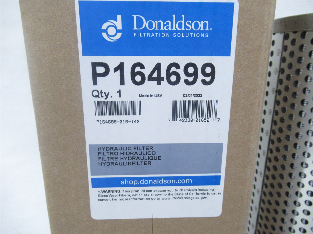 Donaldson P164699; Hydraulic Filter Element