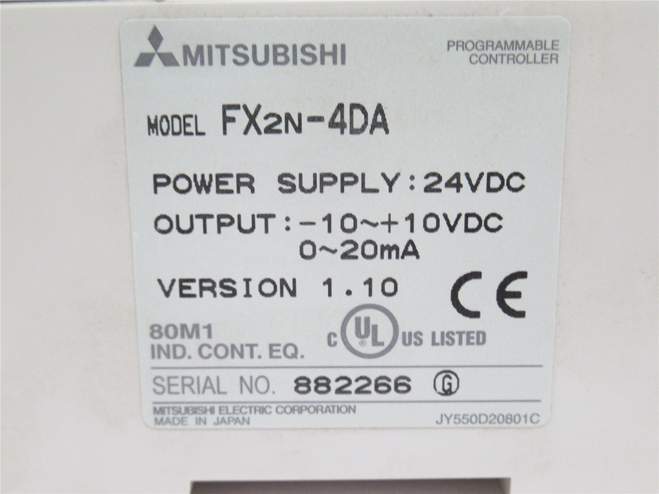 Mitsubishi FX2N-4DA; Special Function Block; 24VDC In