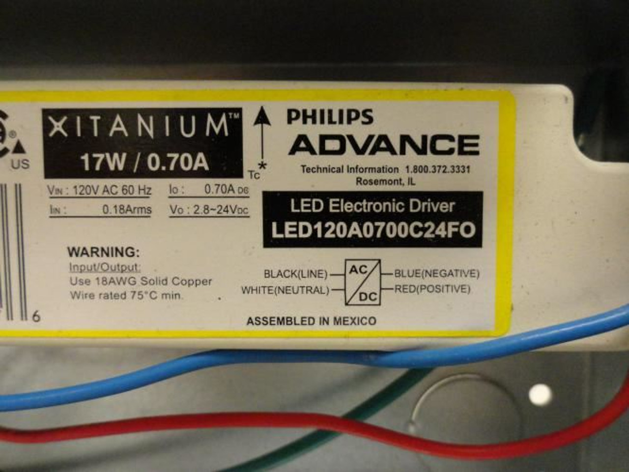 Philips LO5PP/LED17W700D; Power Output LED Driver; 120VAC