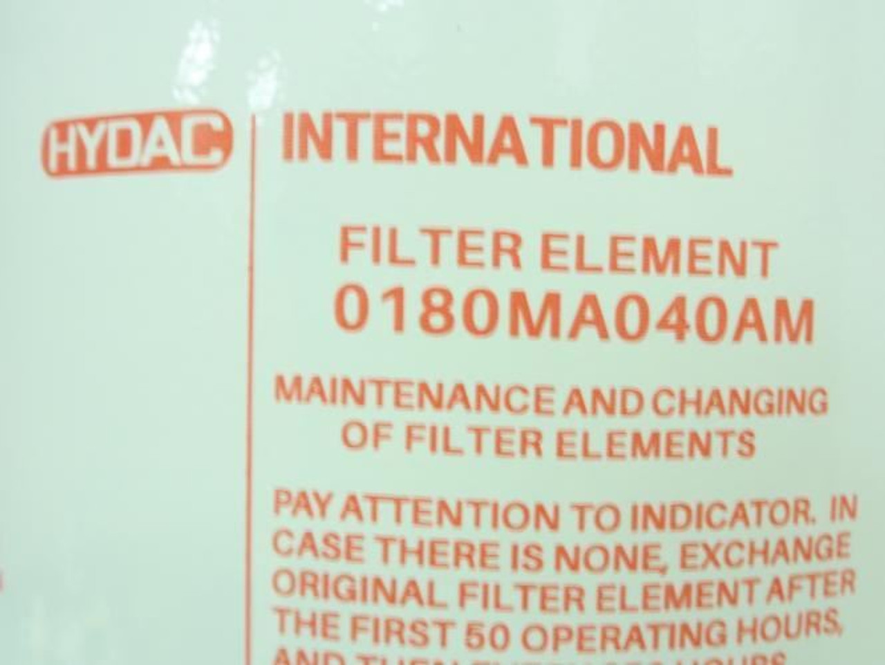 Hydac 0180MA040AM; Hydraulic Filter Element; 1-1/2�16 UN Thread