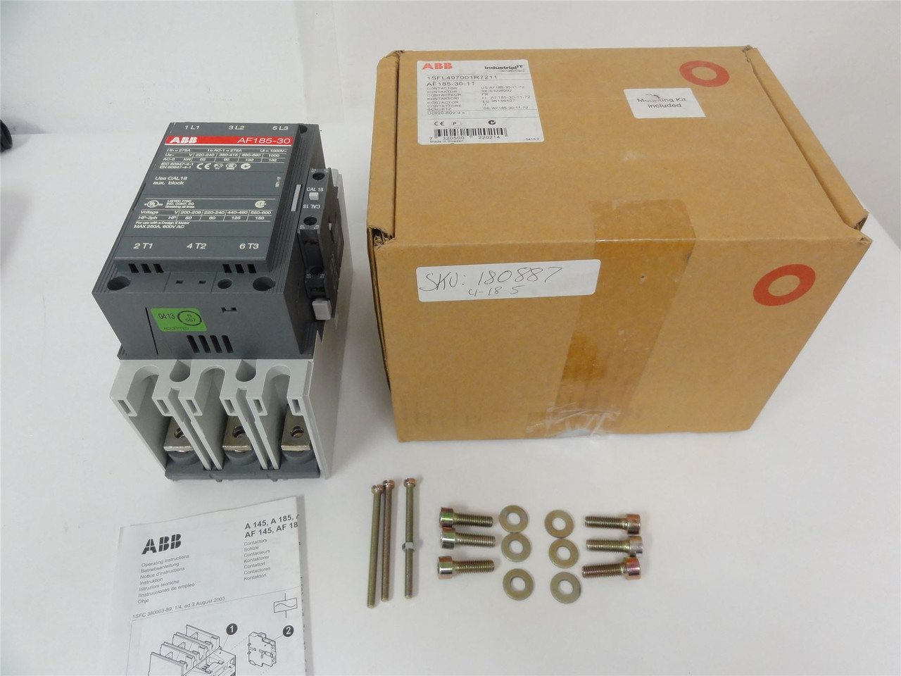 ABB 1SFL497001R7211; Contactor 185A 3P 440V Coil 20-60VDC