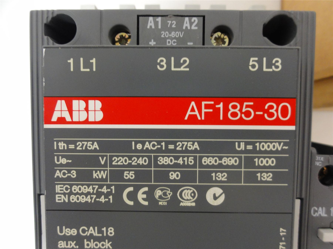 ABB 1SFL497001R7211; Contactor 185A 3P 440V Coil 20-60VDC