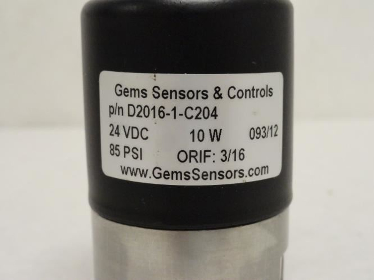Gems 2016-1-C204; Solenoid Valve; SS; GP; 1/8NPT; 85PSI; 24VDC