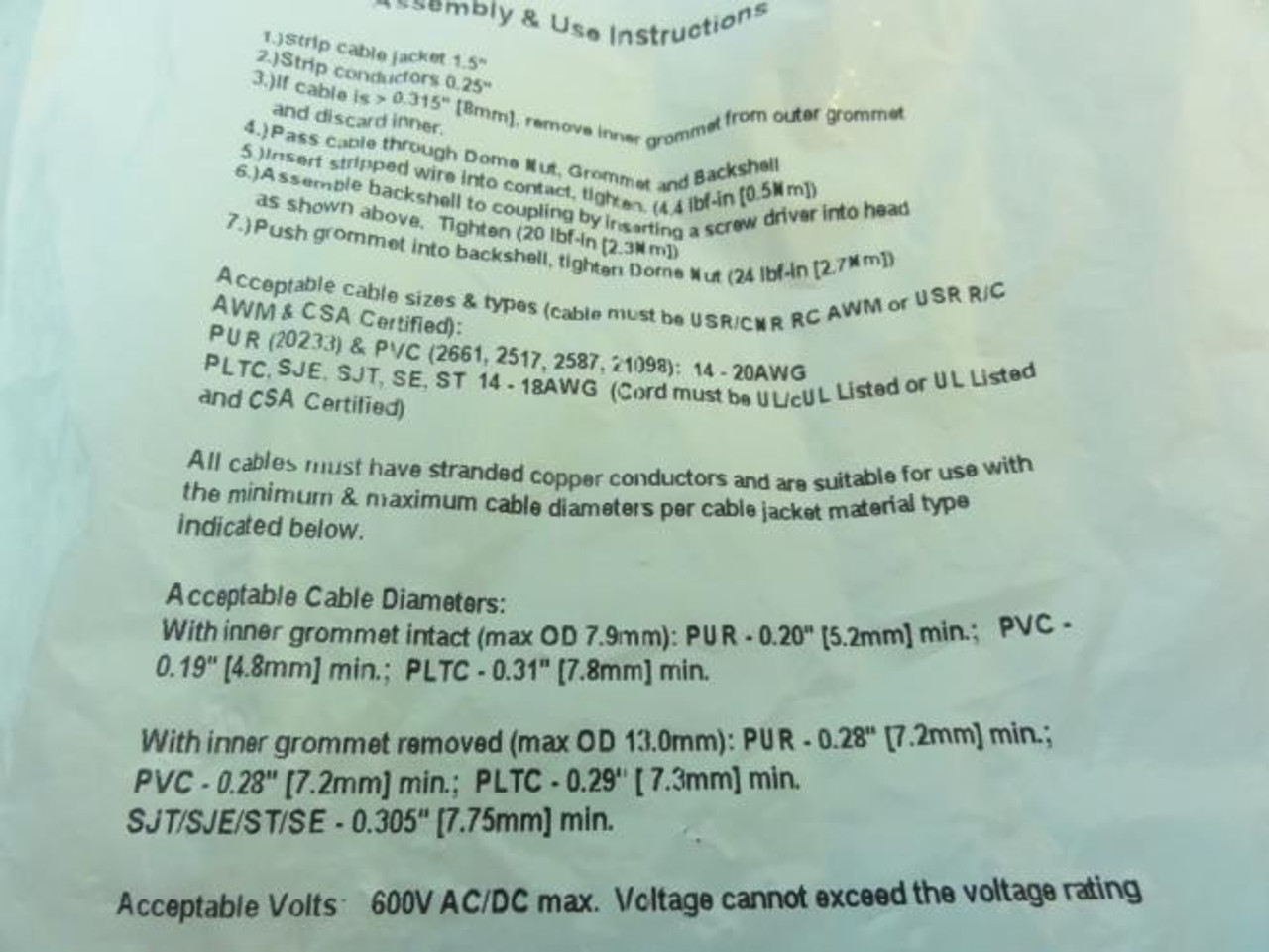 Murr Elektronik MURC-4MP-FW; Cable Assembly Fitting; 600VAC/DC