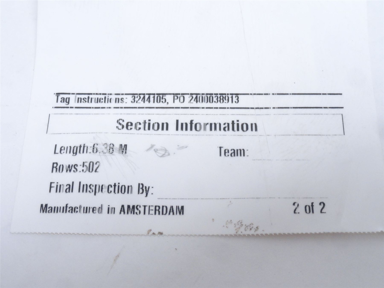 Marel 3244105; White Plastic Belting 305mmW x 10ft