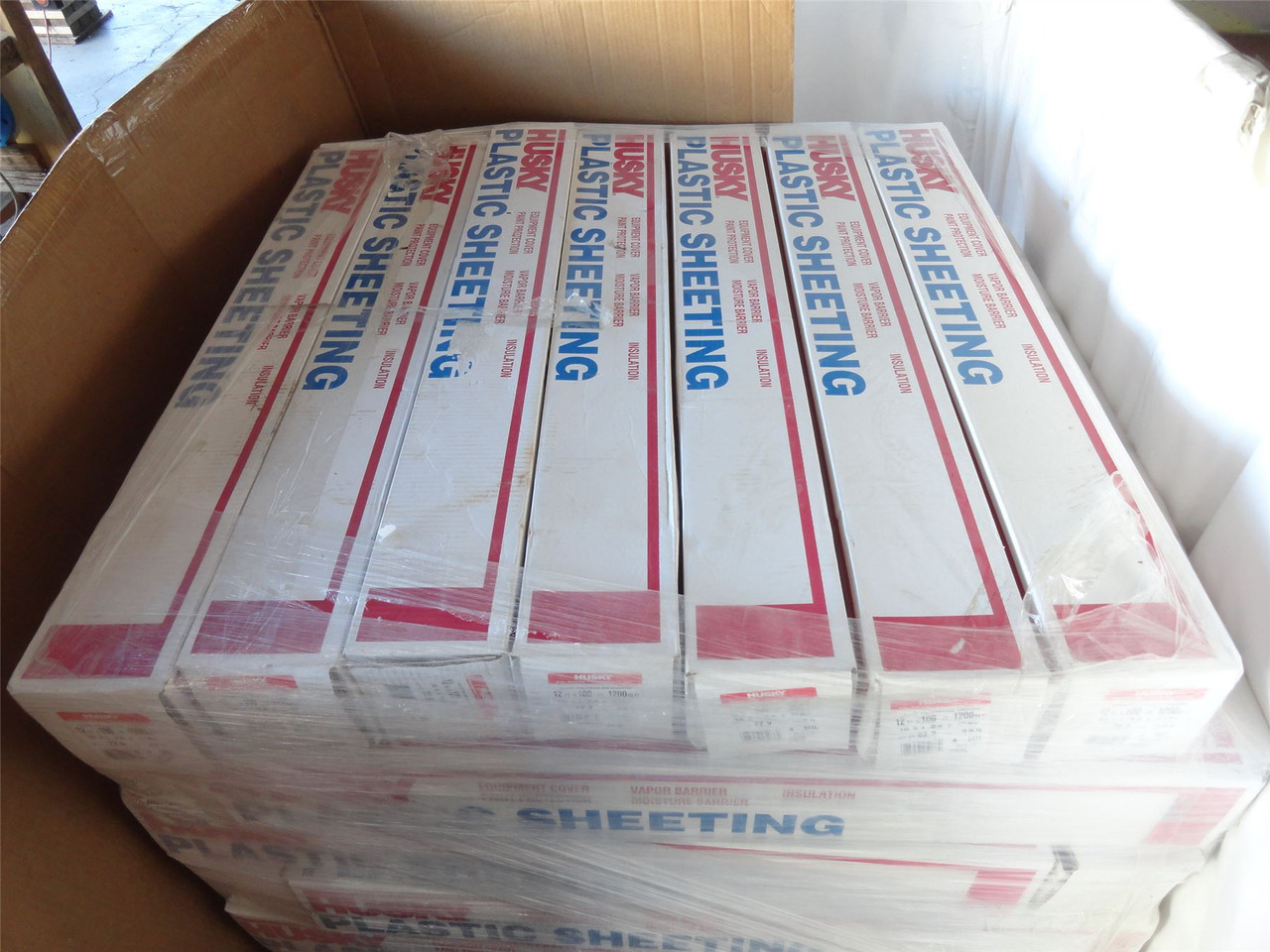 Husky CF0412C-pallet; Lot-56 Clear Sheeting 12' x 100' 4mil