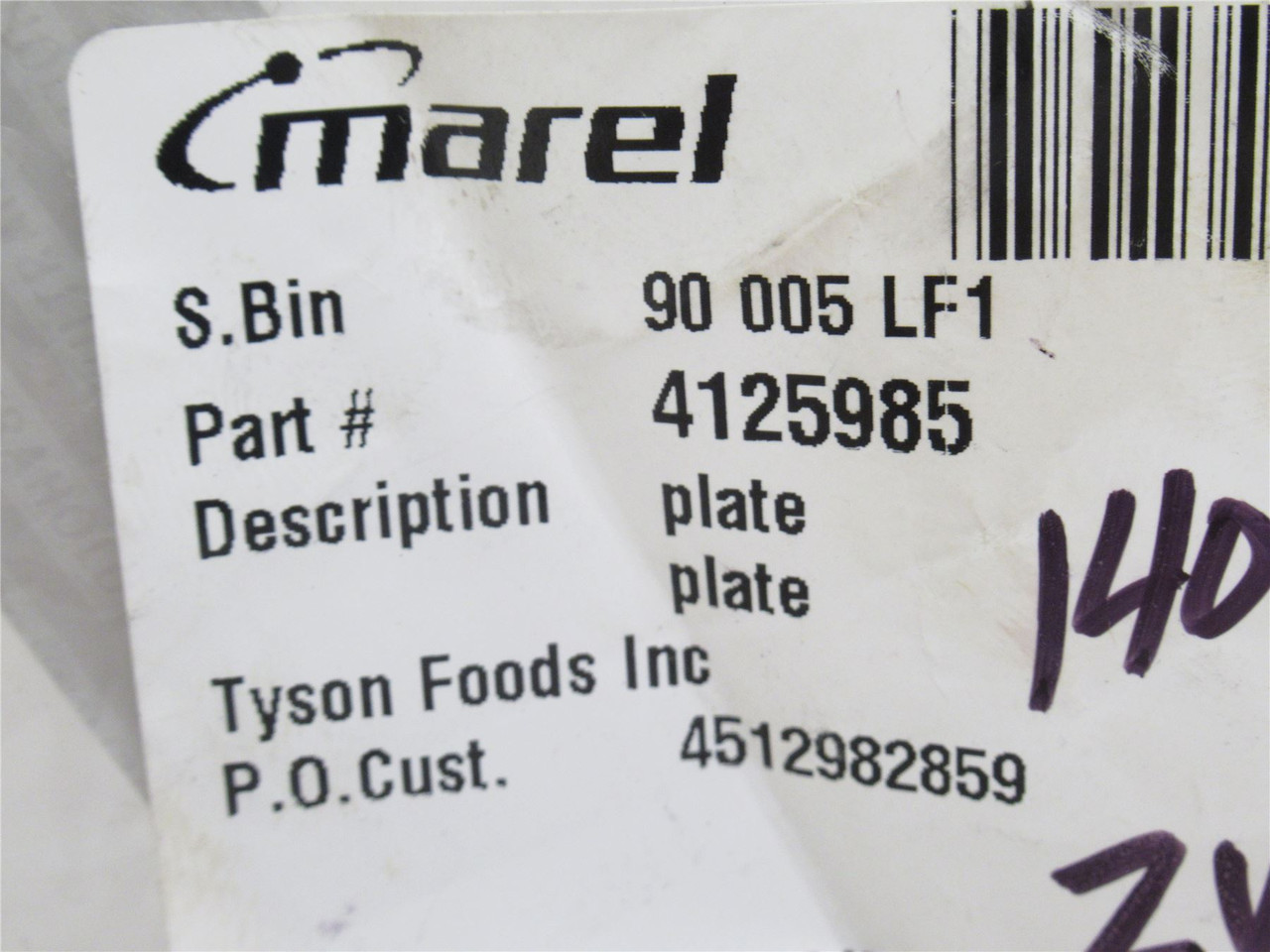 Marel 4125985; Unloading Station Plate; SS