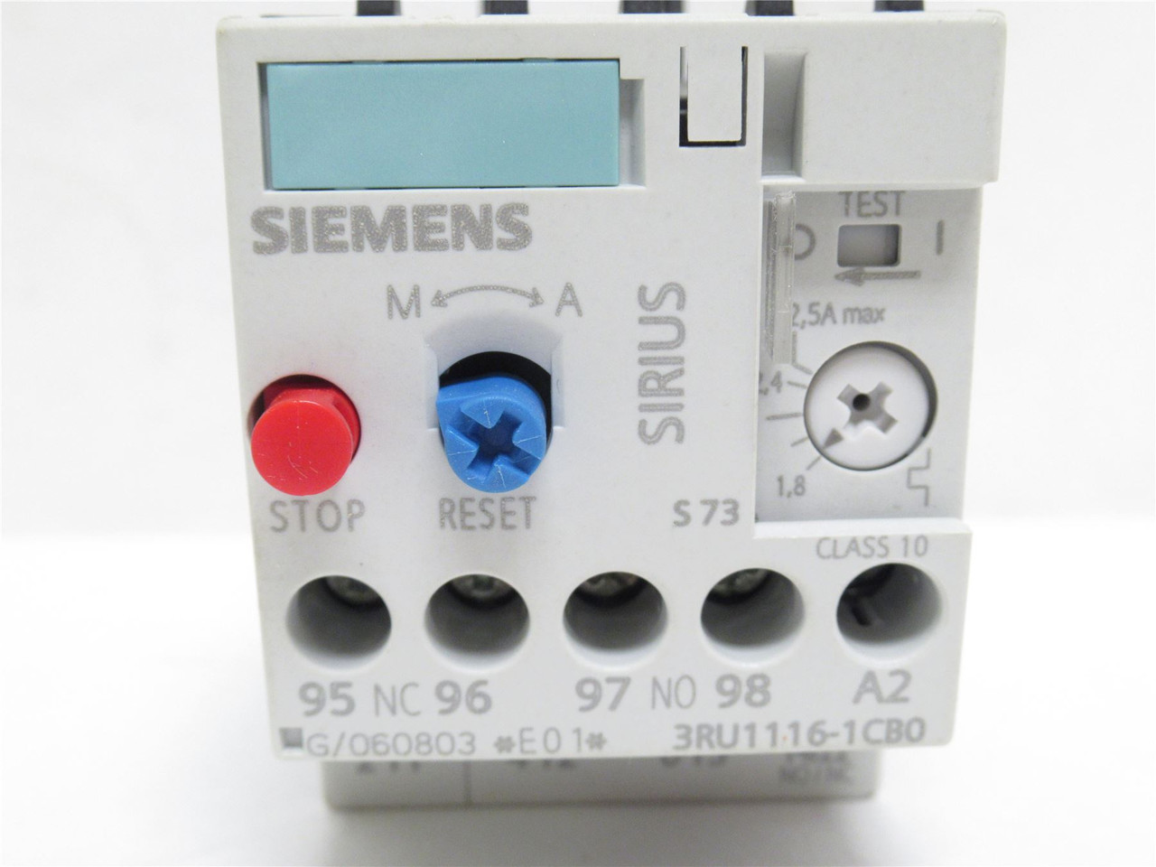 Siemens 3RU1116-1CB0; Overload Relay; 1.8-2.5A; 600VAC
