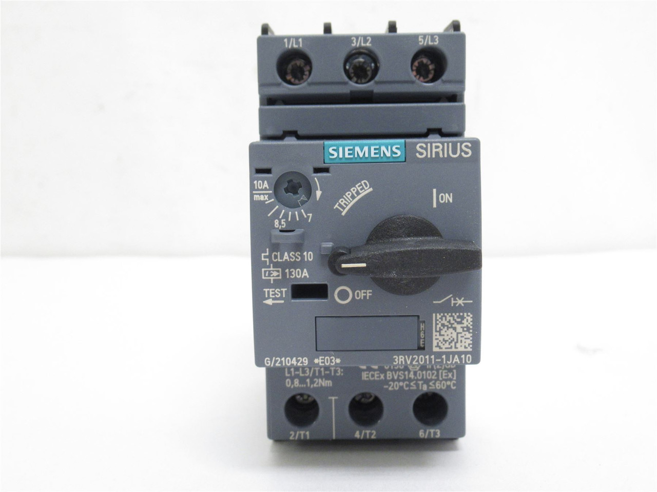Siemens 3RV2011-1JA10; Manual Starter 600V 3Pole 7.0-10.0A