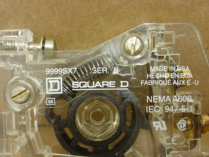 Square D 9999-SX-7; Aux Contact 1-NC; 10A; 600VAC; NEMA: 00 to 7