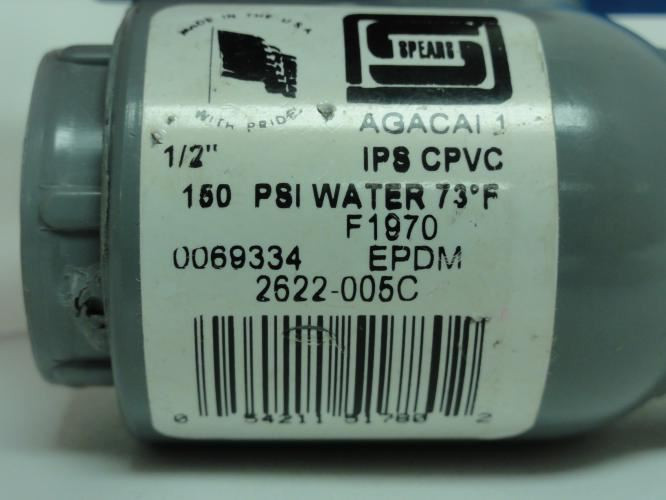 Spears 2622-005C; Sch: 80 Ball Valve; 1/2"; EPDM O-ring