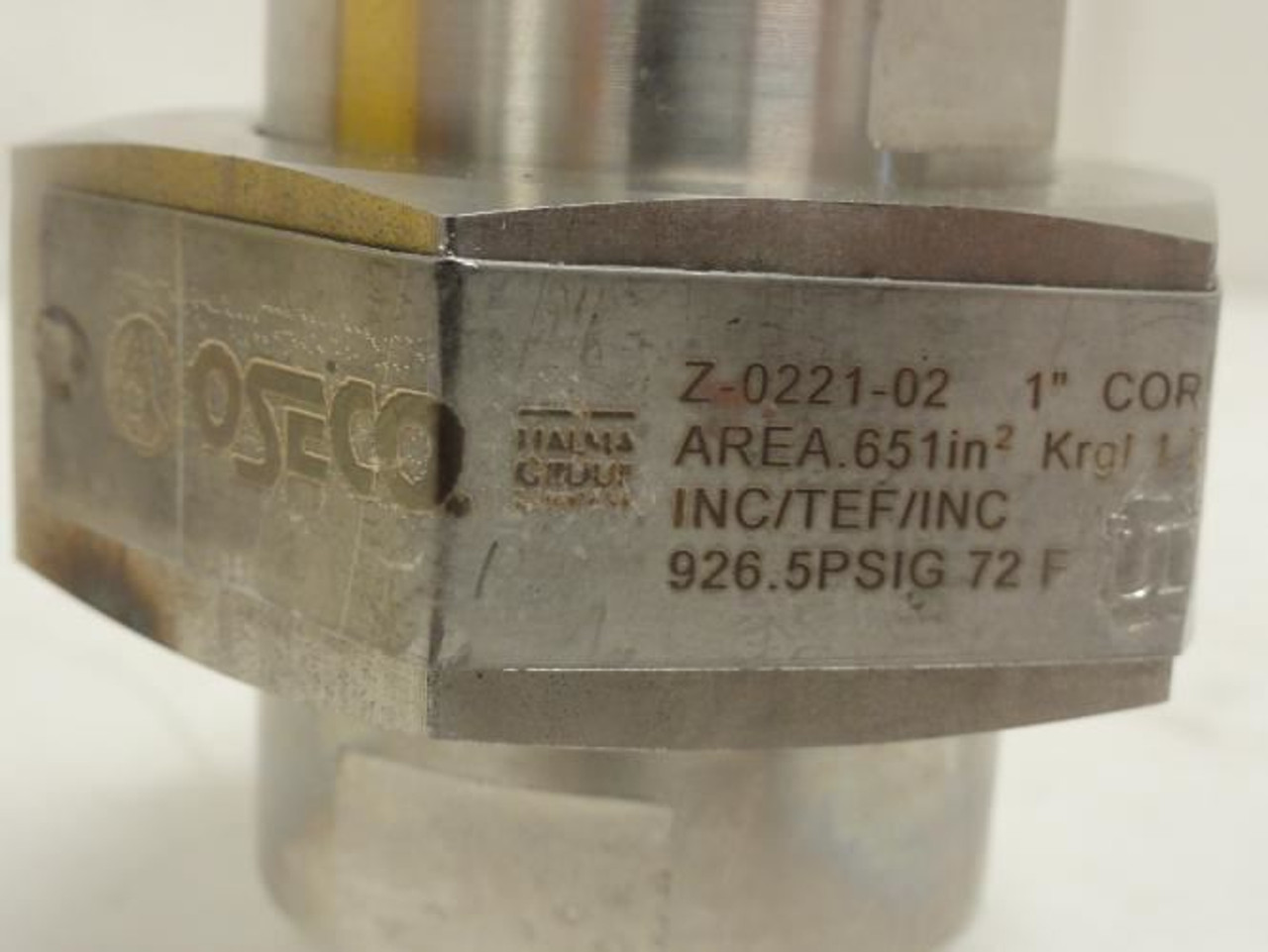 Oseco Z-0221-02 1"; Threaded Rupture Disc Holder; W/Disk; SS