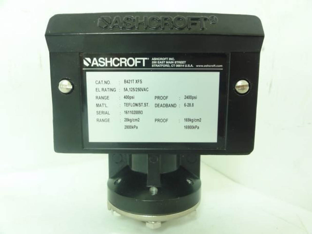 Ashcroft B421T XFS; Pressure Switch; Set 215psi; 1/4NPT