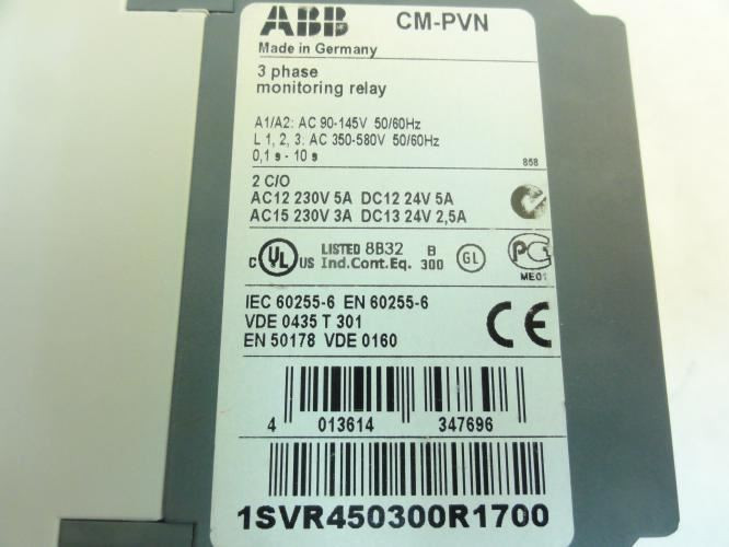 ABB 1SVR450300R1700; Relay 3A 3P 350-580V Coil: 90-145V