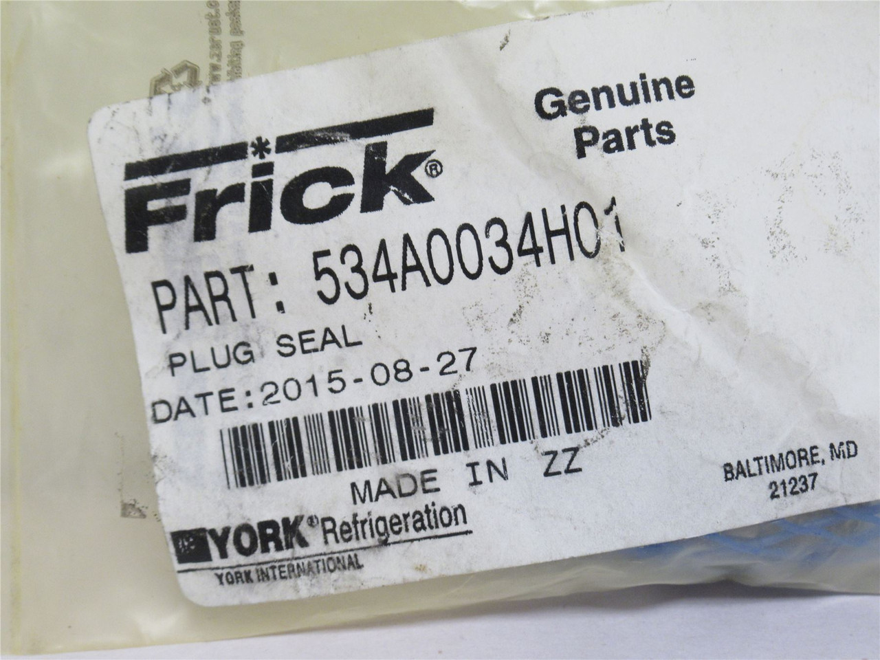 Frick 534A0034H01; Plug Seal; 1/2"