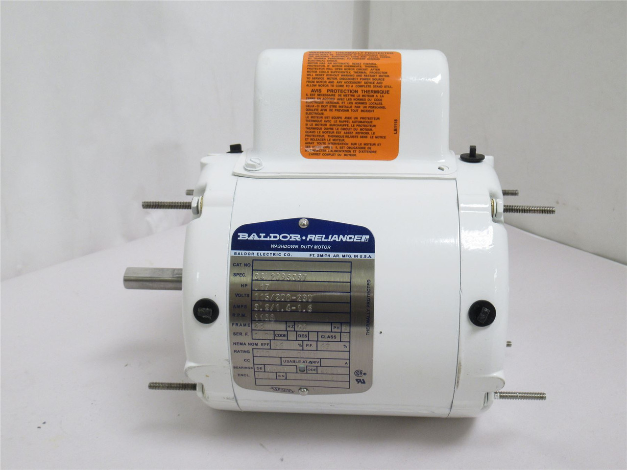 Baldor 34L209S397; AC Motor; 0.17HP; 115/208-230V; 1100RPM