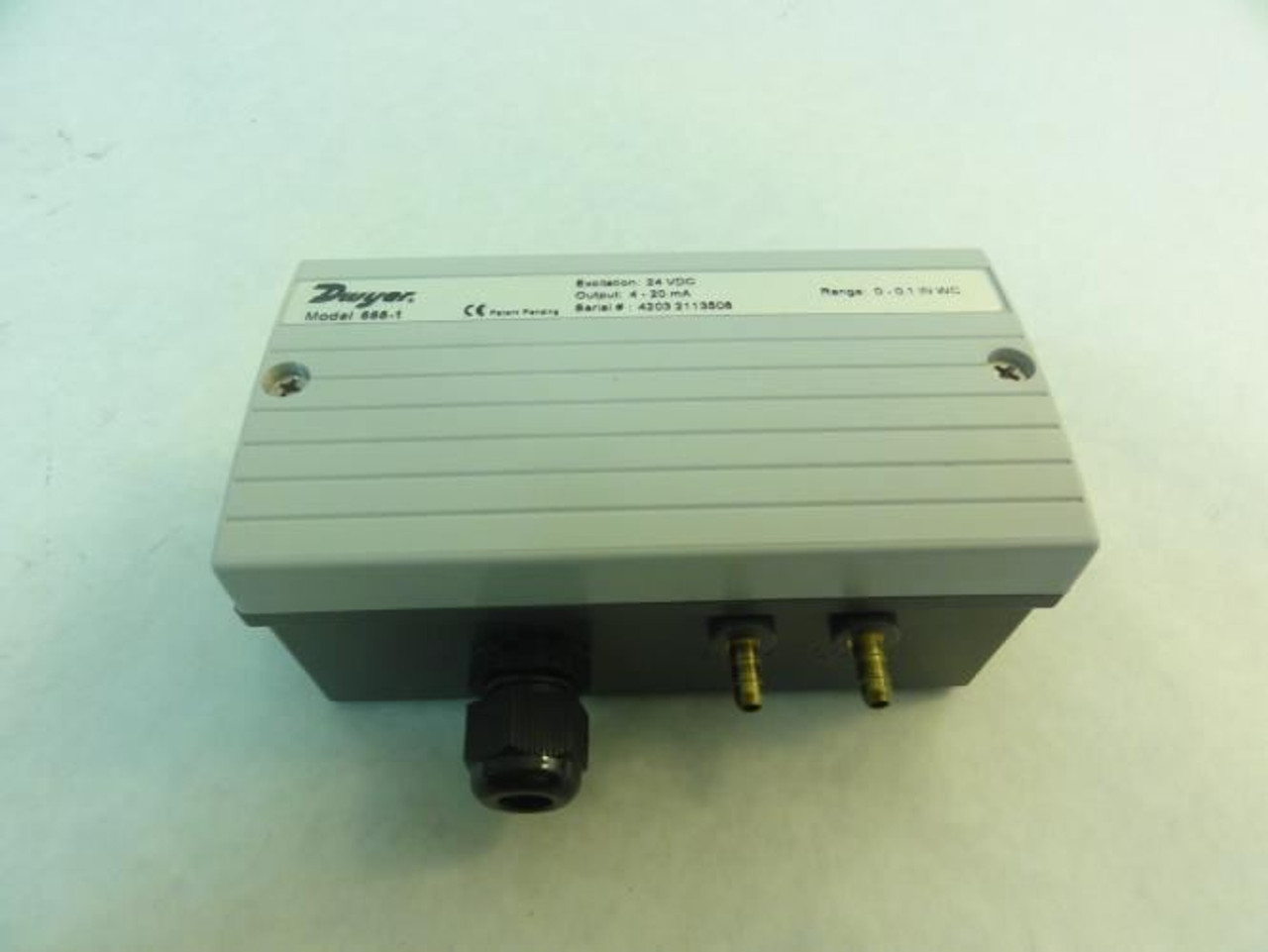 Dwyer 666-1; Pressure Transmitter; 0-0.1" WC; 24VDC