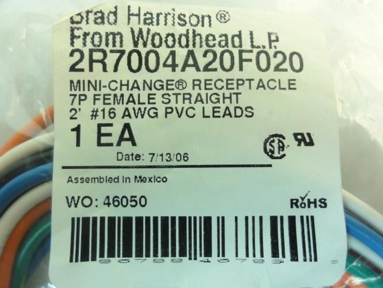 Brad Harrison 2R7004A20F020; Mini-Change Receptacle; 8A; 600V