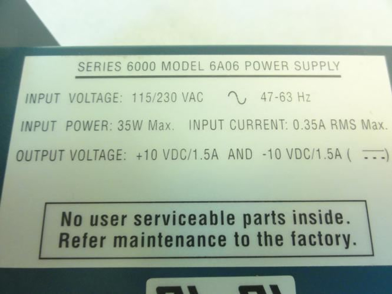 Weed Fiber Optics 6AO6; EOTEC Power Supply; 115/230VAC