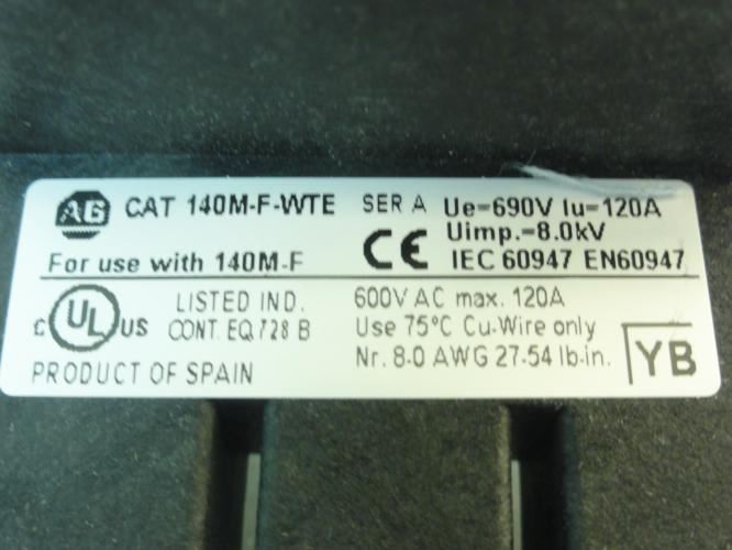 Allen-Bradley 140M-F-WTE; Incoming Terminal Block; 600VAC; 120A