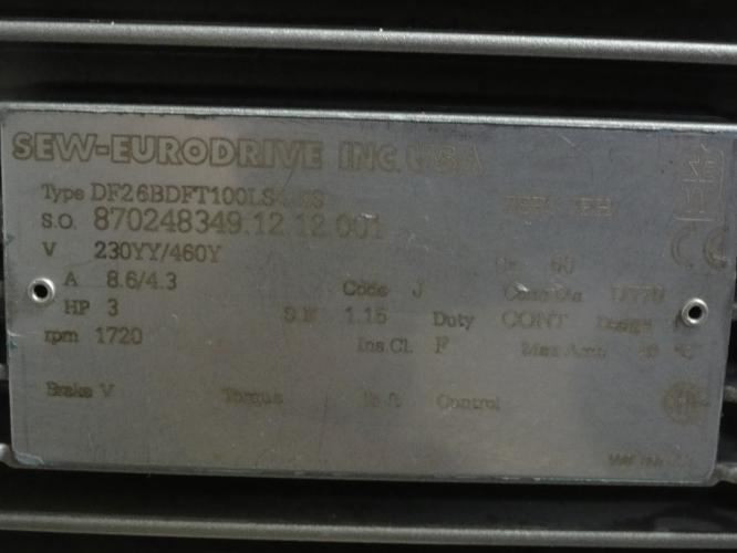SEW KAF107R77D268BDFT100LS4-KS; Gearmotor 522:1 Ratio; 3Hp