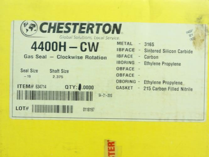 Chesterton 4400H-CW; Gas Seal; Size-19; 2.375" Shaft;