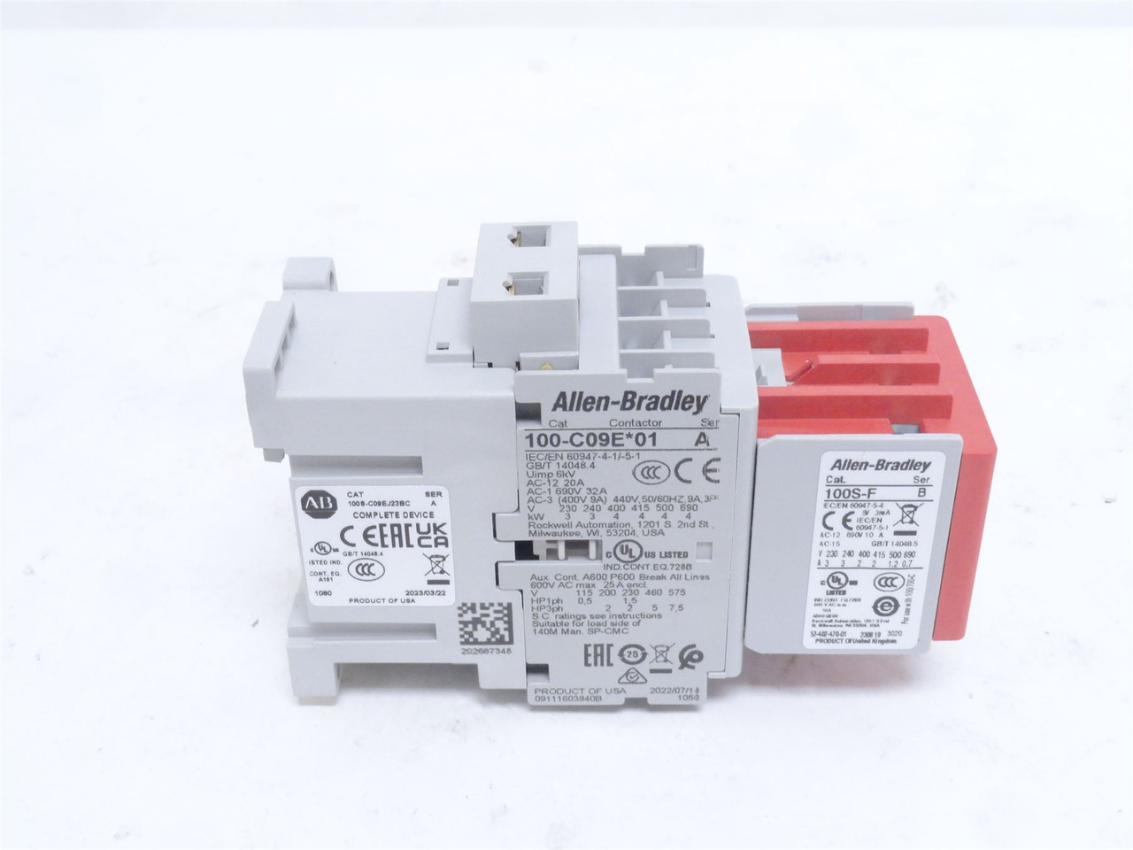 Allen-Bradley 100S-C09EJ23BC; Contactor 9A 690VAC; Coil 24VDC