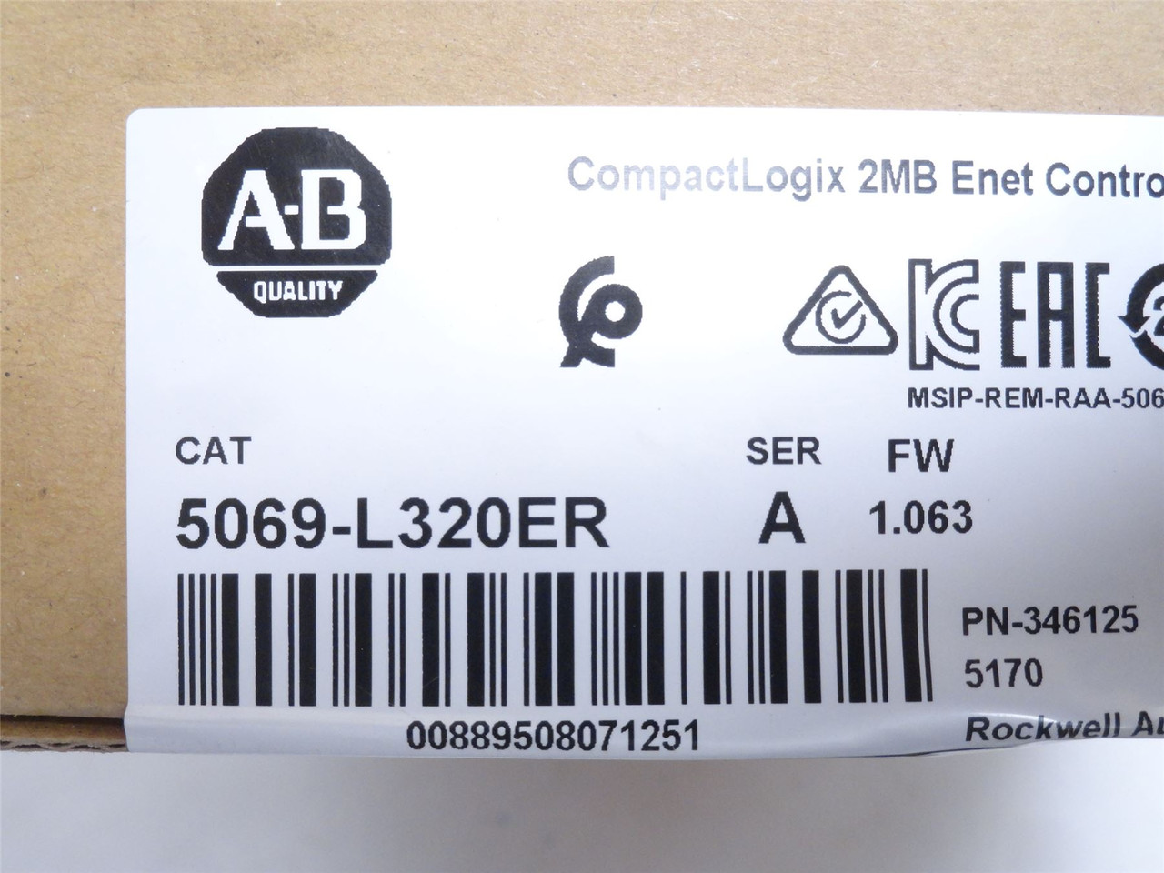 Allen-Bradley 5069-L320ER; CompactLogix 5380 Controller