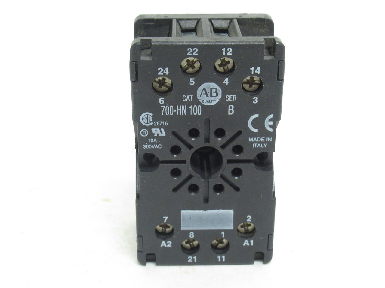 Allen-Bradley 700-HN100; Relay Socket; 10A; 300VAC; 8-Pin