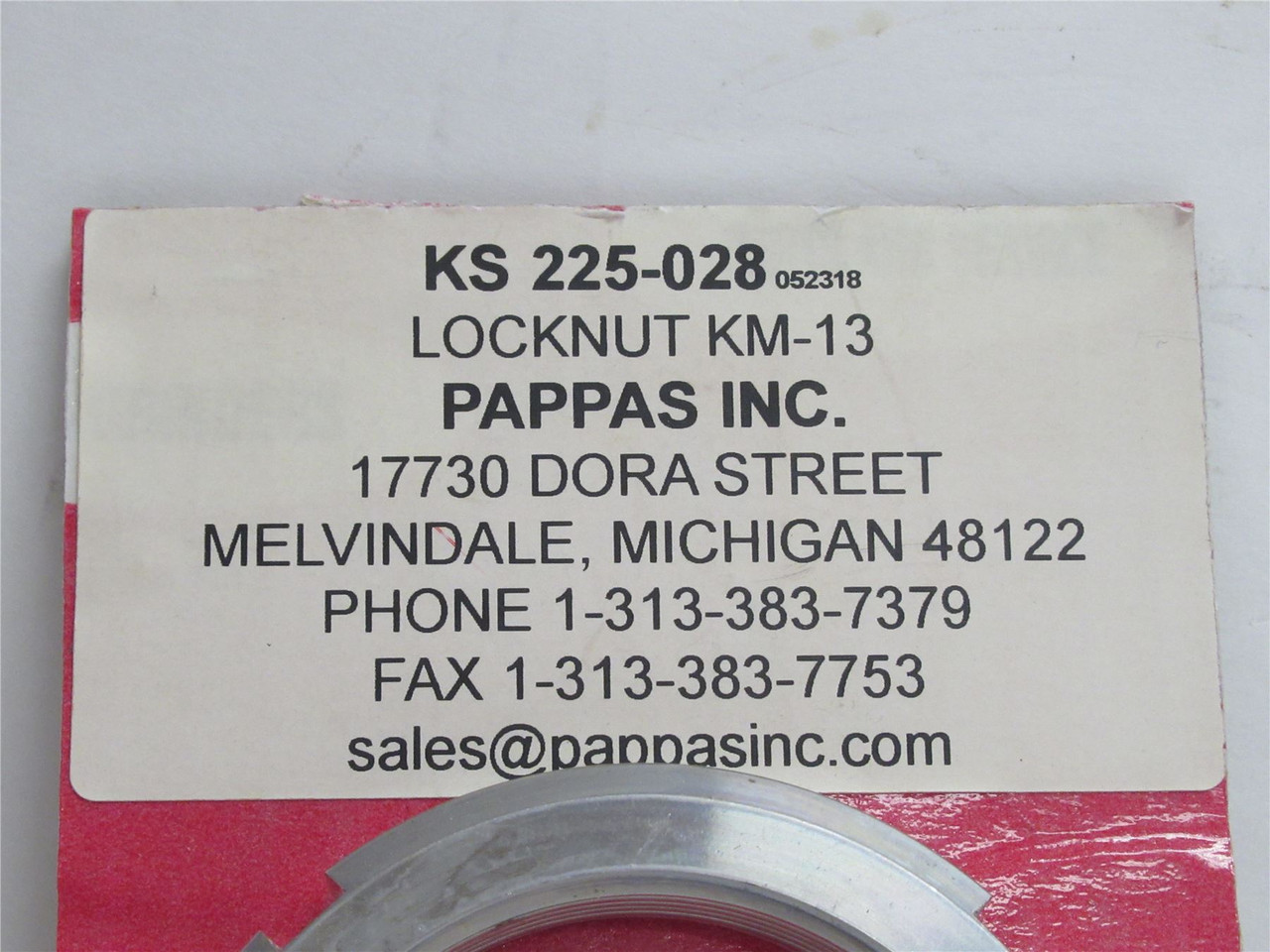 Pappas Inc KS 225-028; Locknut; KM-13