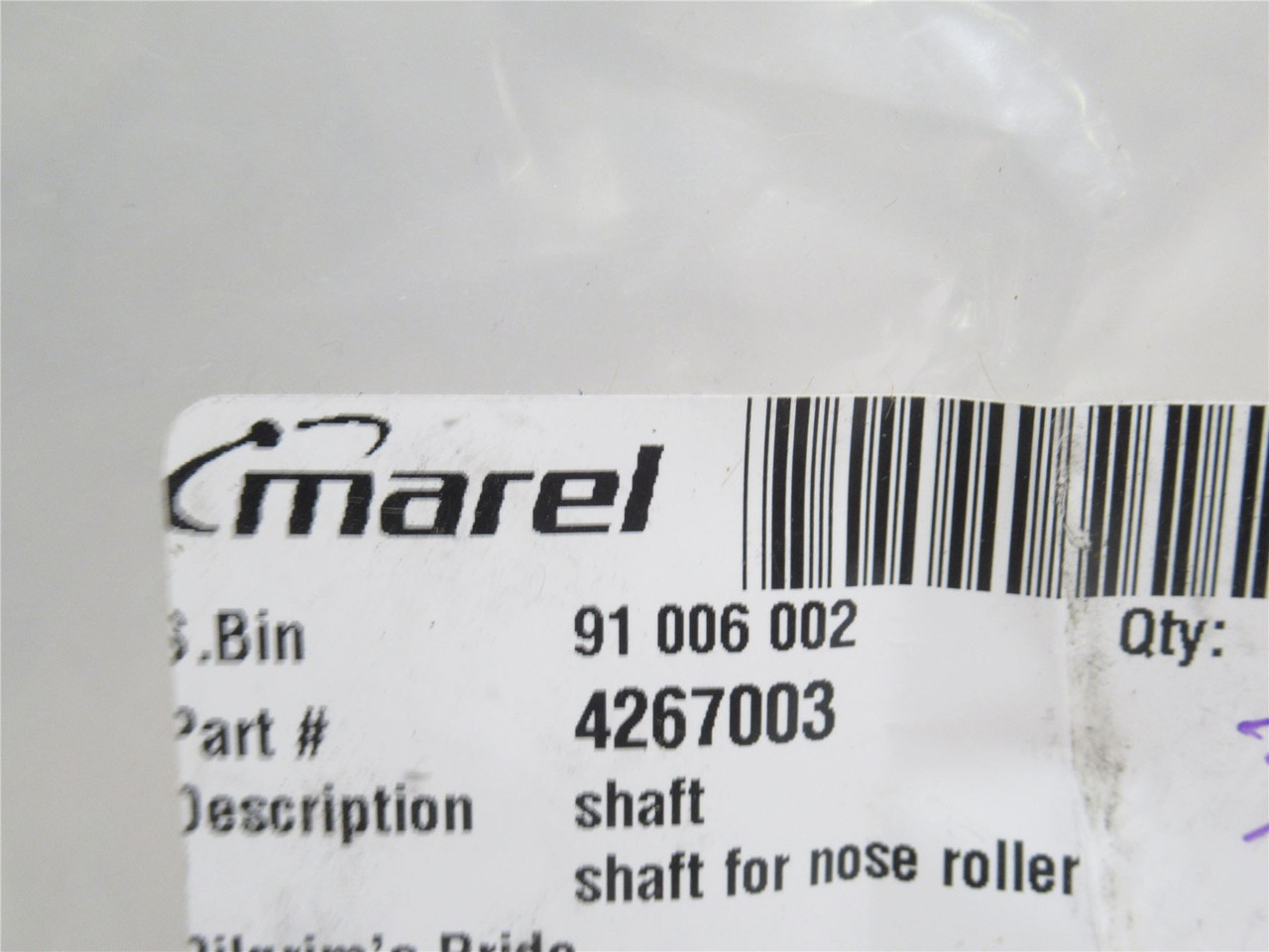 Marel 4267003; Nose Roller Shaft; SS; 10mmOD x 12-3/8" Long