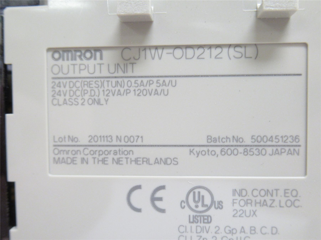Omron CJ1W-OD212; Output Module 24VDC; 0.5A