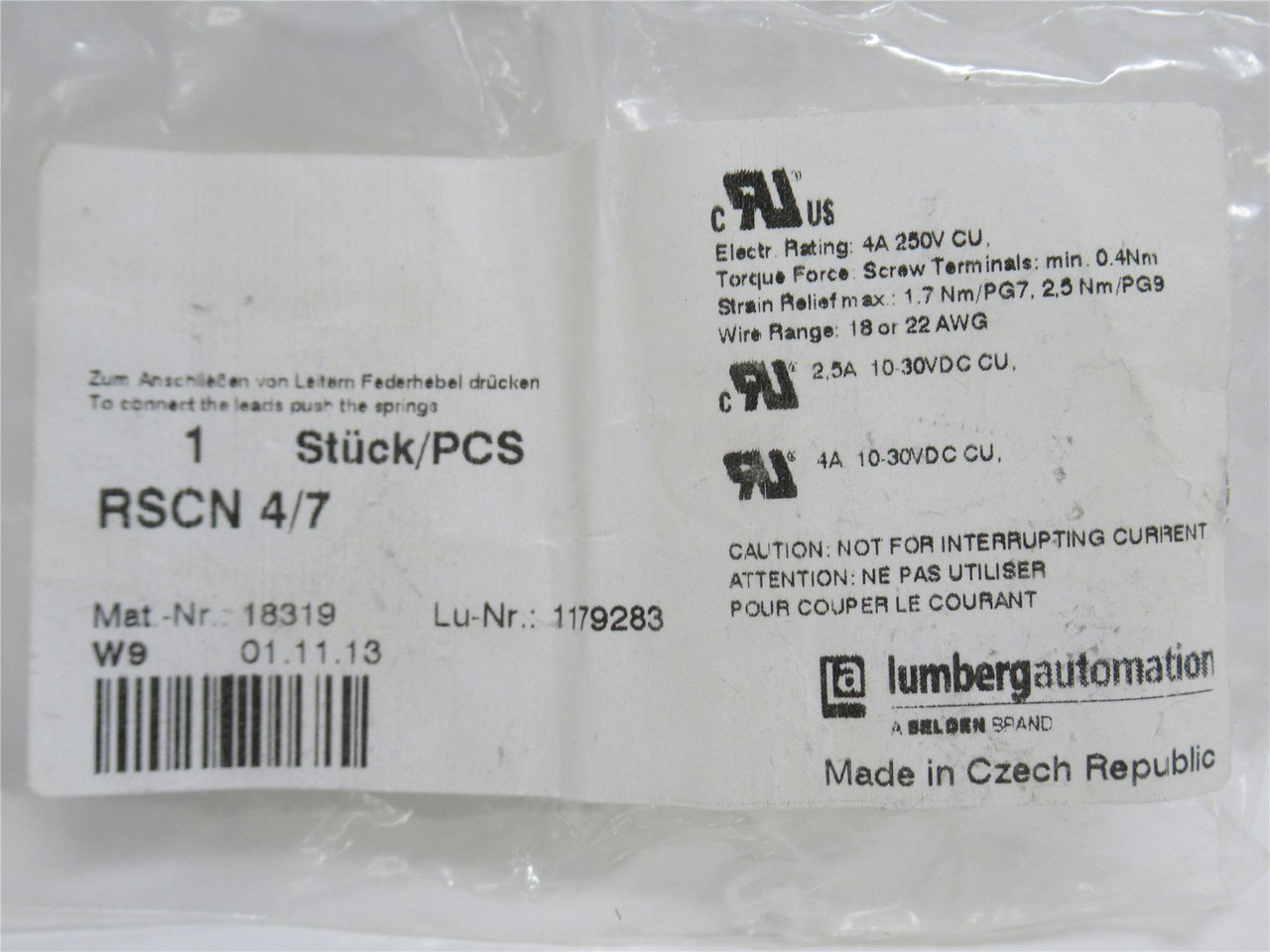 Lamburg RSCN 4/7; Sensor Connector; M12 Plug; 5 Contacts