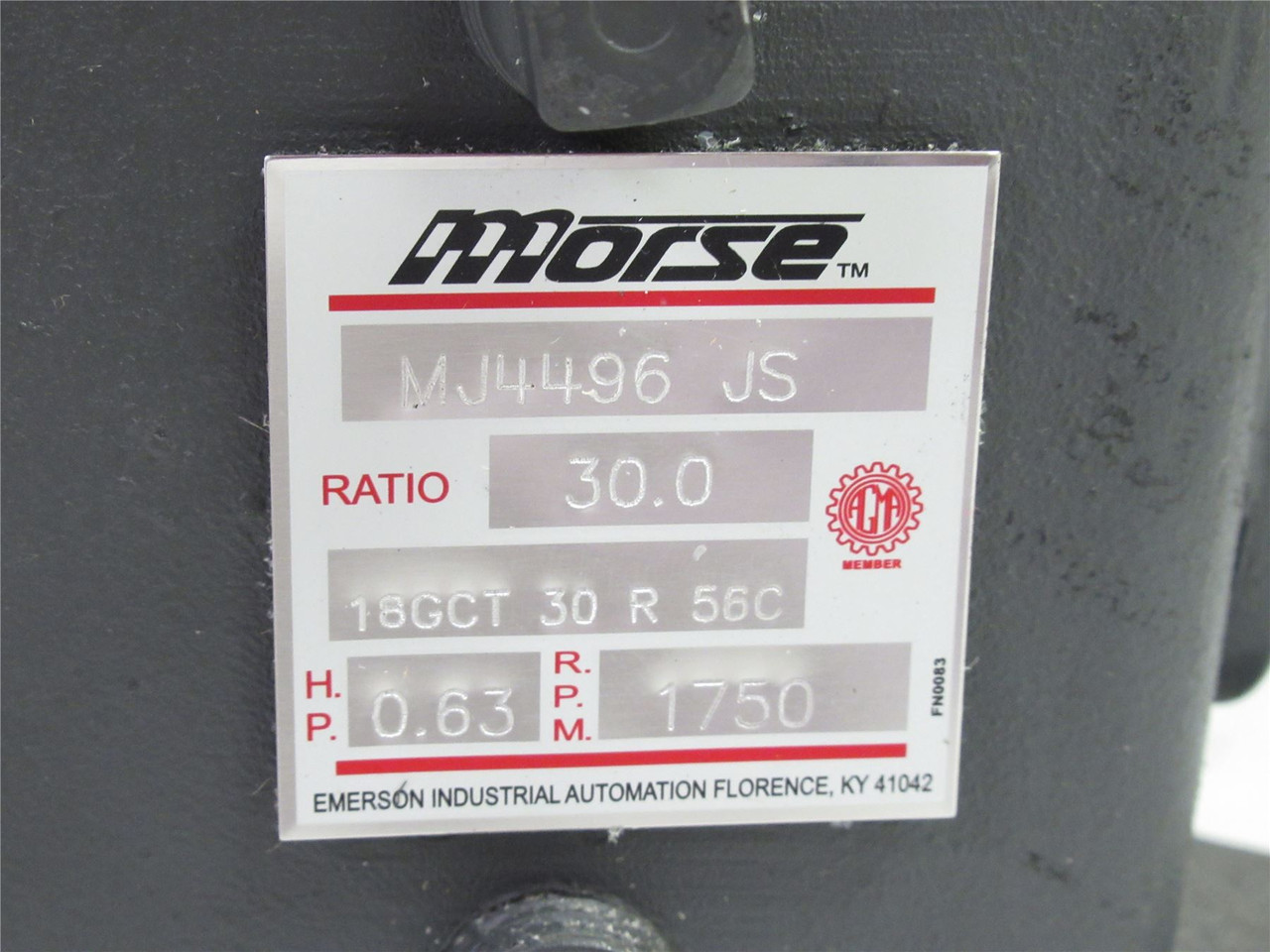 Morse MJ4496 ; Gearbox; 30:1; 0.63HP; 1750RPM; 56C