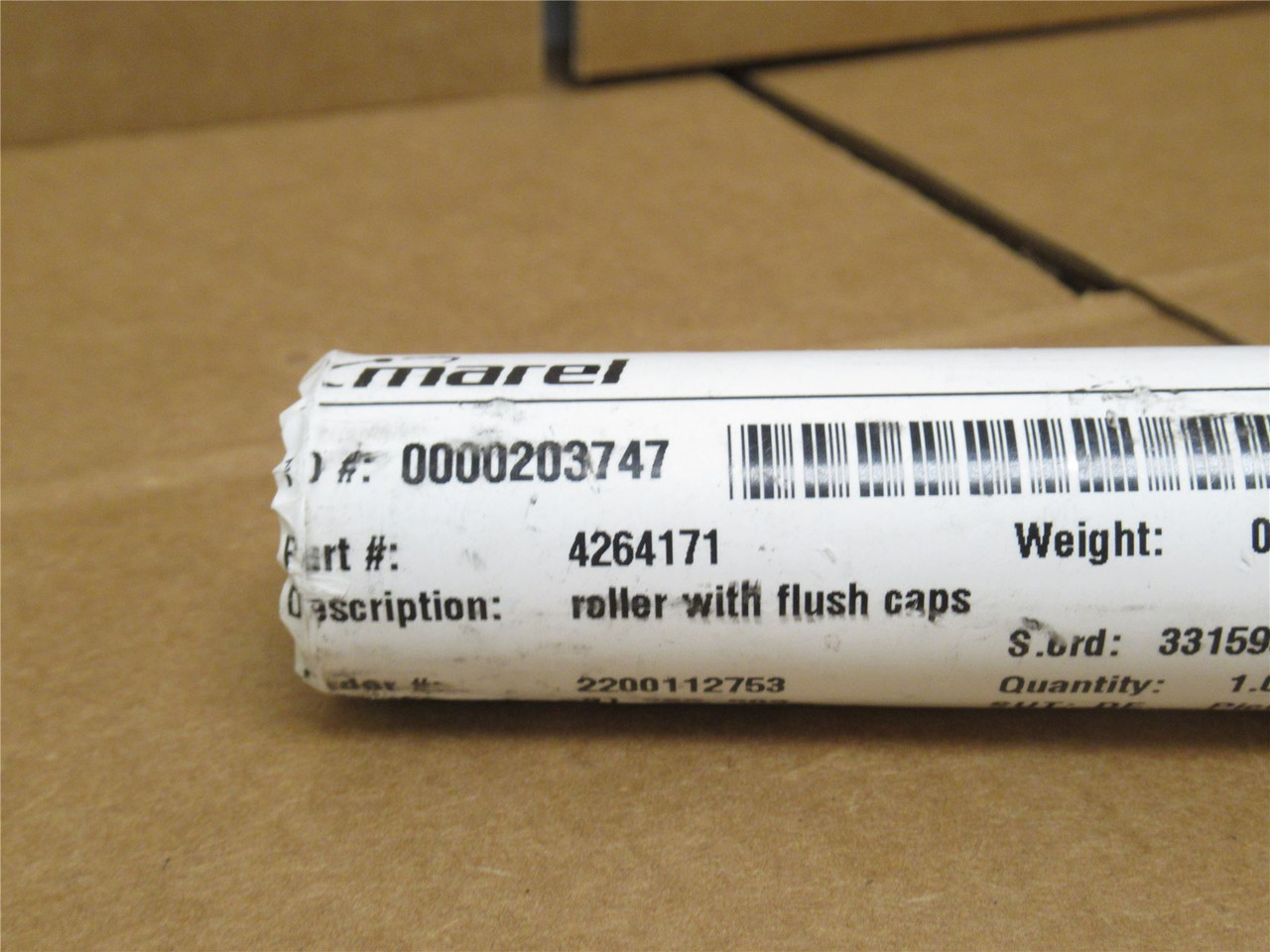 Marel 4264171; Flush Cap Roller; 28mmOD; 12-1/8" Face Width