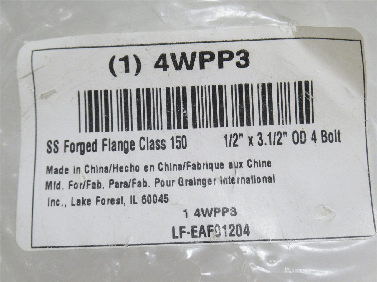 Industry-Std 4WPP3; Lap Joint Flange; 1/2" x 3-1/2"OD; 4-Bolt