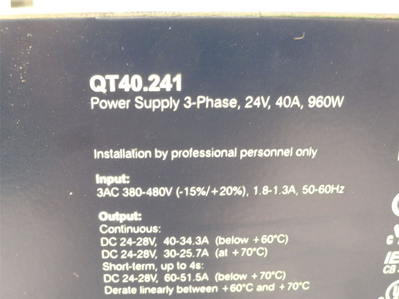 Puls QT40.241; Power Supply; 380-480VAC In; 24-28VDC Out