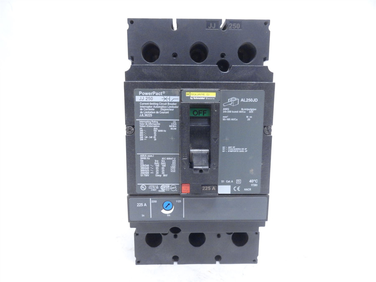 Square D JJL36225; Circuit Breaker; 225A; 3P; 600VAC