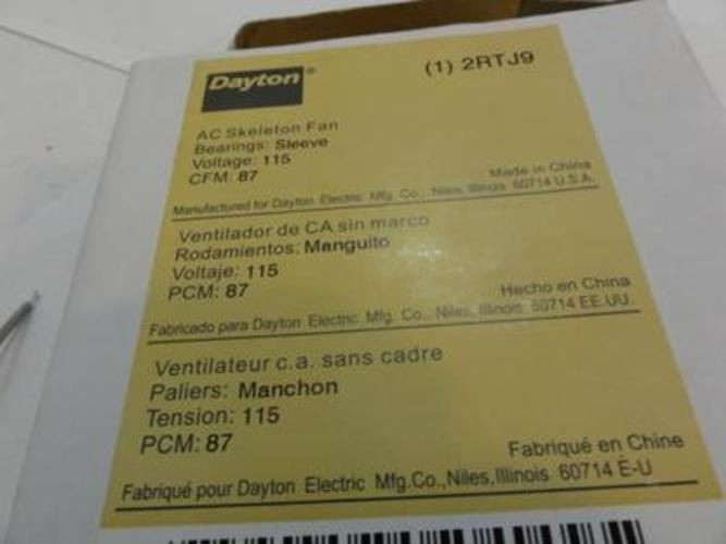 Dayton 2RTJ9; Axial Fan 4-1/8" Sq. 115 Voltage 87 CFM