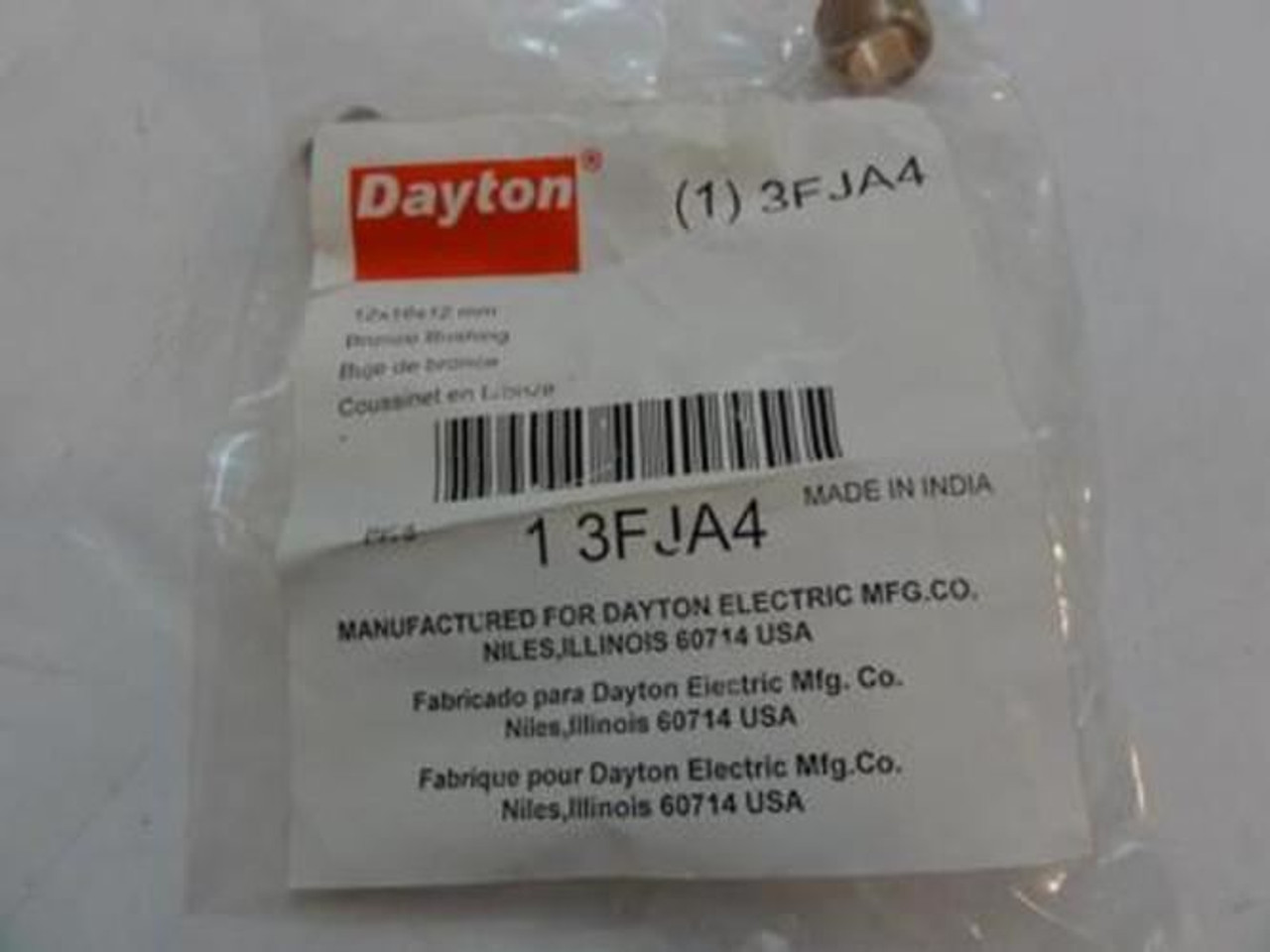 Dayton 3FJA4; Bag-5 Bronze Sleeve Bearing; 12mm ID; 18mm OD