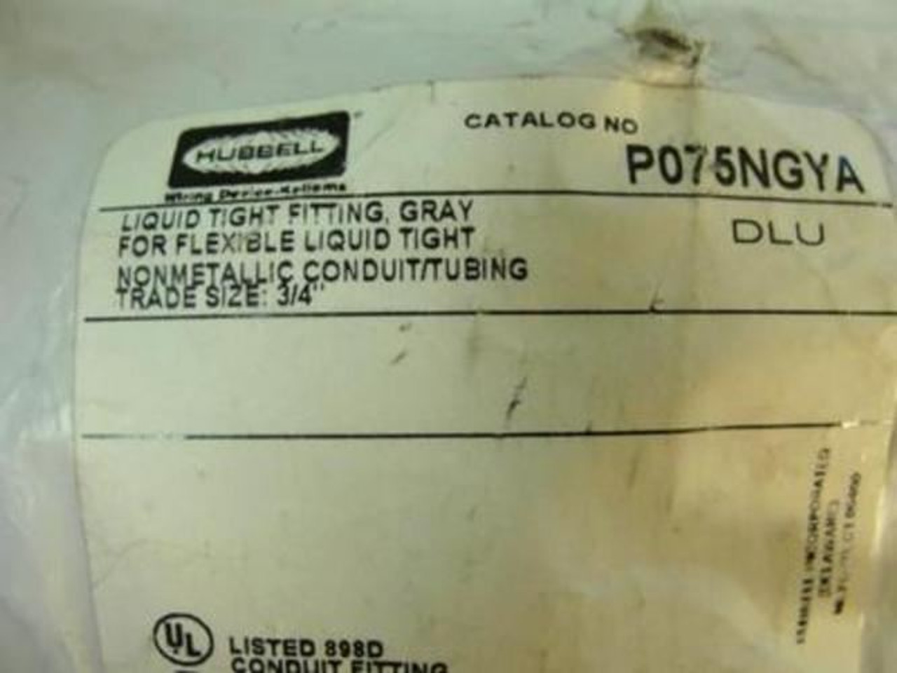 Hubbell P075NGYA; Nonmetallic Conduit Fitting; Trade Size 3/4"