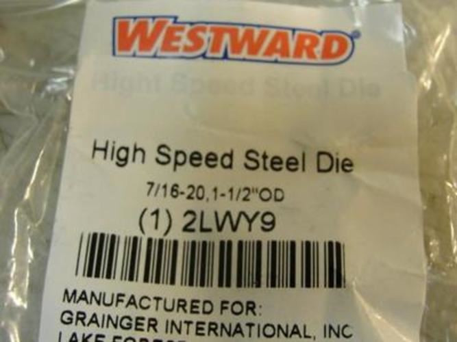 Westward 2LWY9; Round Thread Die; 7/16-20 NF; High Speed Steel